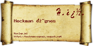 Heckman Ágnes névjegykártya